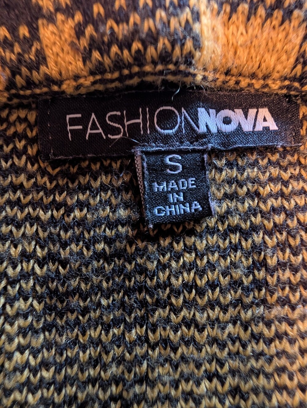 Fashion Nova Mustard Yellow & Black Plaid Knit Cropped Crew and Skirt Set - Picture 2 of 15